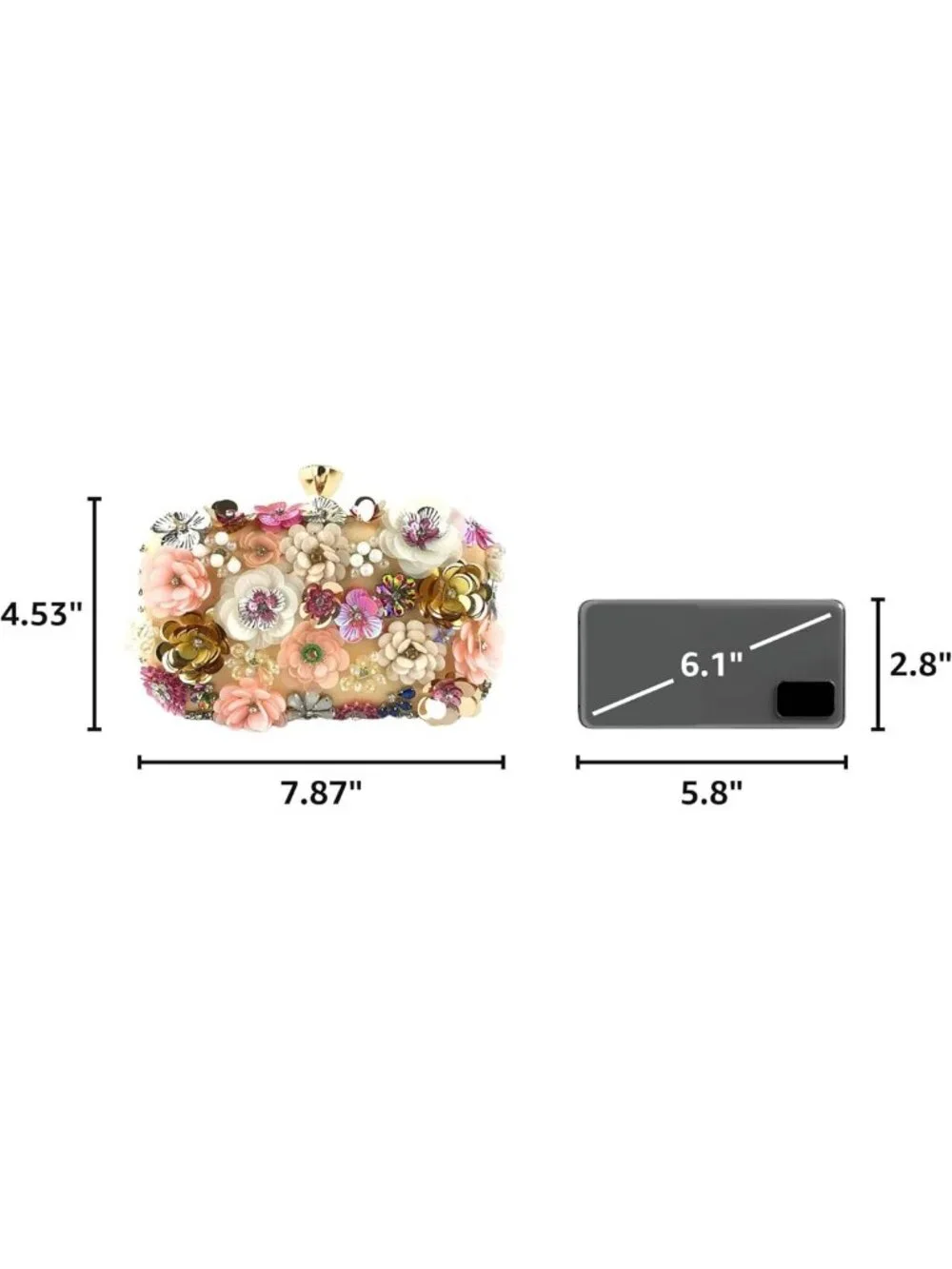 Elegant Floral Evening Clutch with Chain Strap | Stylish Women's Shoulder Bag
